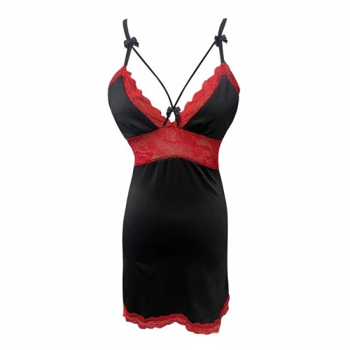 Real shot~Sexy nightclub hollow suspender tight hip-hugging lace splicing hot girl nightgown dress for women