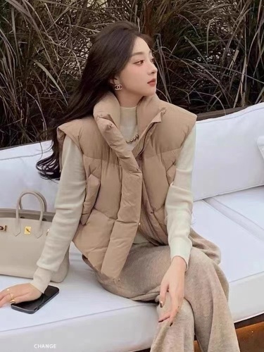 Temperament European and Korean large size cotton vest jacket for women autumn and winter new Korean style loose short vest for women INS trend