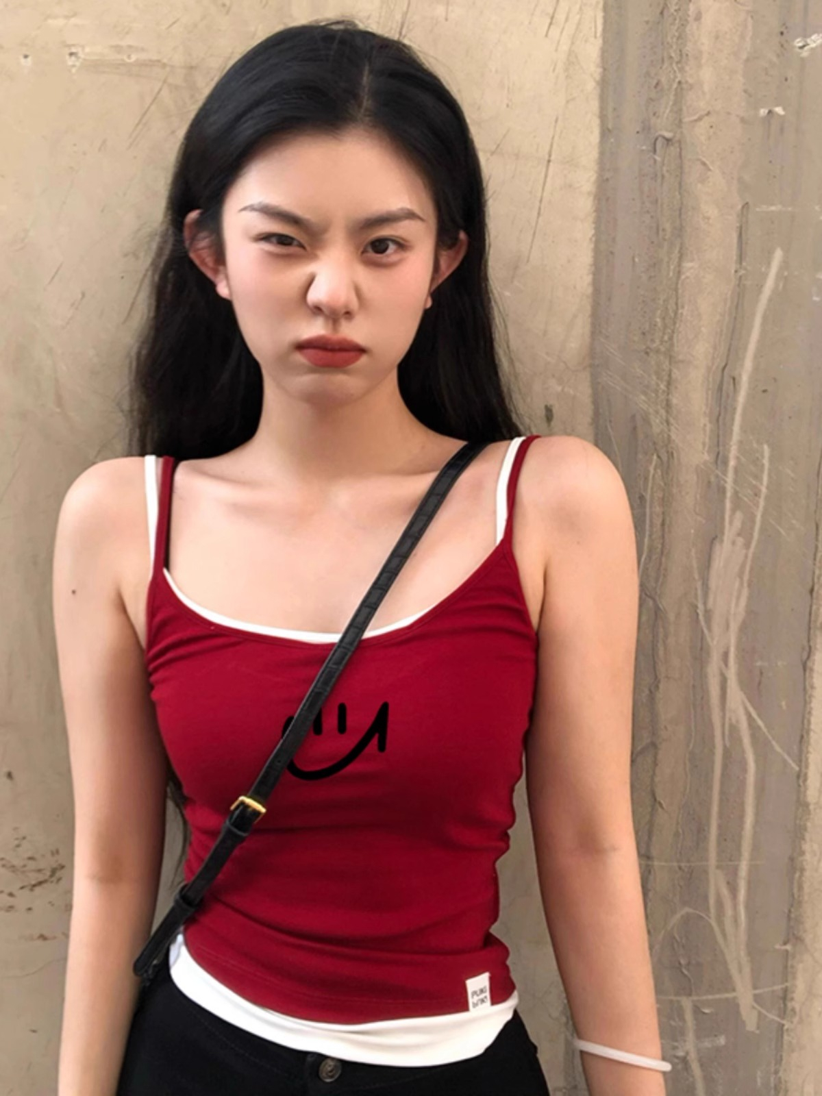 High quality pure cotton 220g 40 count smooth food wool 92 cotton 8 spandex slim fake two piece suspender t-shirt for women