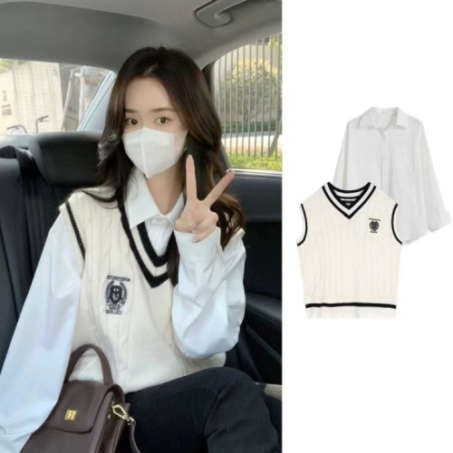 Academic Style Knit Vests for Women - Autumn/Winter 2024 New Arrival High-End Outerwear, Layering, Sleeveless Top, Trendy, Instagram Inscribed