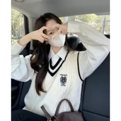 Academic Style Knit Vests for Women - Autumn/Winter 2024 New Arrival High-End Outerwear, Layering, Sleeveless Top, Trendy, Instagram Inscribed