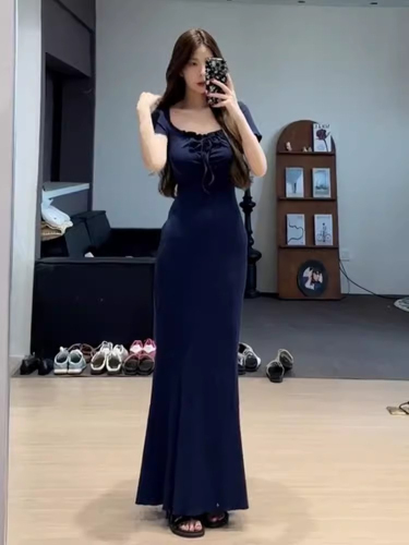 French hip-hugging dress for women summer 2024 new style high-end and temperament fishtail long skirt