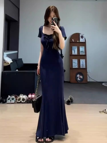 French hip-hugging dress for women summer 2024 new style high-end and temperament fishtail long skirt