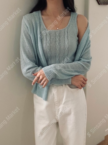 2024 Spring New Style Korean Dongdaemun Purchasing Fashion Fresh and Versatile Two-piece Set Casual Knitted Cardigan Fashion