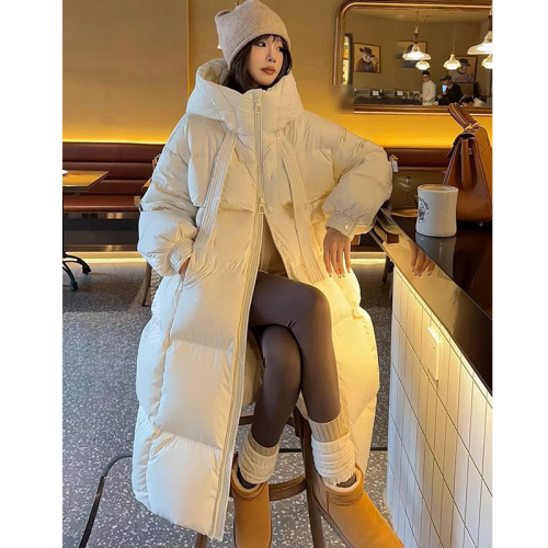 Korean style large quilt 2024 winter new down jacket women's long over-the-knee jacket