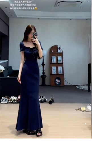 French hip-hugging dress for women summer 2024 new style high-end and temperament fishtail long skirt