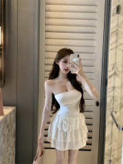 Real shot of Xiaoxiangfeng tube top dress, French style, beautiful cake skirt, birthday dress for women