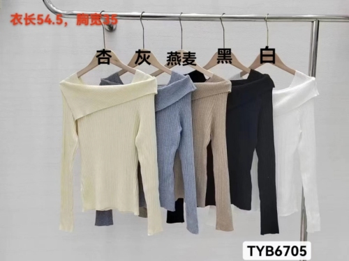 One-shoulder knitted bottoming shirt for women in autumn, irregular sweater, French high-waist, right-shoulder, collarbone, long-sleeved top