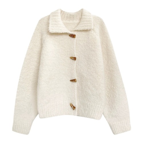 Korean internet celebrity cardigan sweater women's coat soft and comfortable autumn and winter loose short thickened horn button sweater