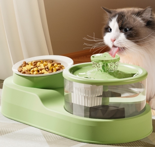 Pet cat dry and wet food separation automatic feeder cat bowl circulation filter drinking fountain pet food utensils