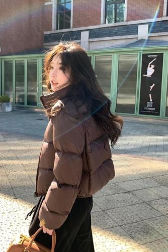 Kendou style short style new three-proof down cotton jacket for women loose thickened stand collar small man bread jacket ins trend