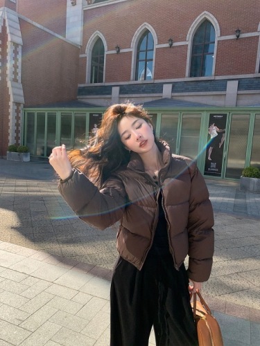 Kendou style short style new three-proof down cotton jacket for women loose thickened stand collar small man bread jacket ins trend