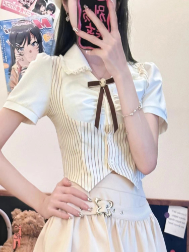 美式jk制服套装裙女夏新款辣妹温柔气质收腰学院风遮胯显瘦JK制服