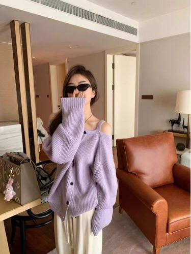 AeoAlways Cheese Chiffre Two-Wear Sweater Jacket Women's New Spring and Autumn High-Quality Super Nice-looking Top