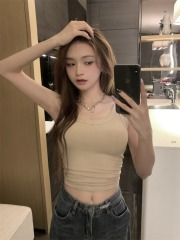 Picture design Hong Kong style sleeveless vest for women summer 2024 new outer wear sports American boxer vest