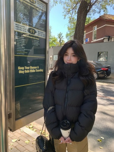 Kendou style short style new three-proof down cotton jacket for women loose thickened stand collar small man bread jacket ins trend