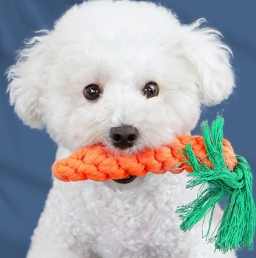 Carrot dog toy chewing rope teething pet toy braided knot toy dog ​​chewing rope toy dog ​​toy