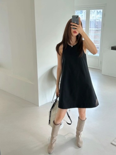 Round neck simple pullover casual loose dress