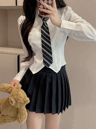 早秋jk制服白色衬衫女半身百褶裙装新款穿搭学院风两件套装