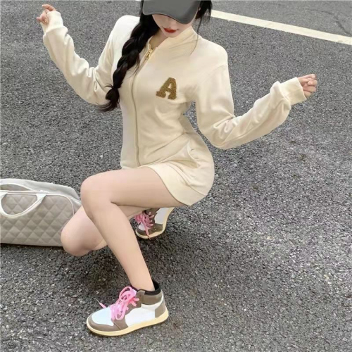 2024 autumn and winter new trendy ins American slim fit zipper stand collar sweatshirt for women early autumn Korean style top