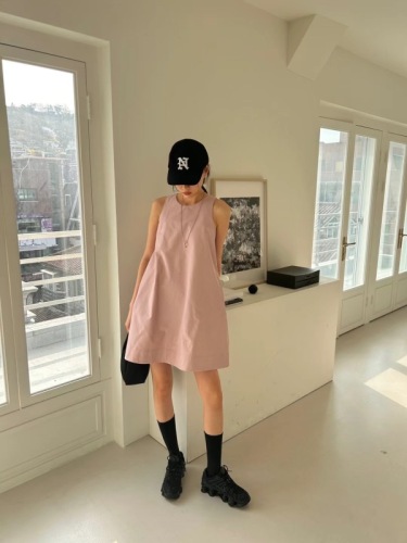 Round neck simple pullover casual loose dress