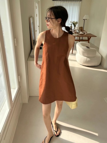 Round neck simple pullover casual loose dress