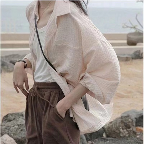 2024 new summer Korean style loose outdoor sun protection clothing women's cardigan versatile shirt jacket