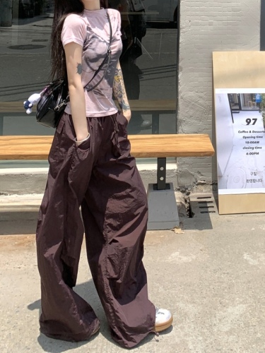 Actual shot ~ Ash Rose versatile slimming hot girl T-shirt summer thin sun protection overalls casual trousers