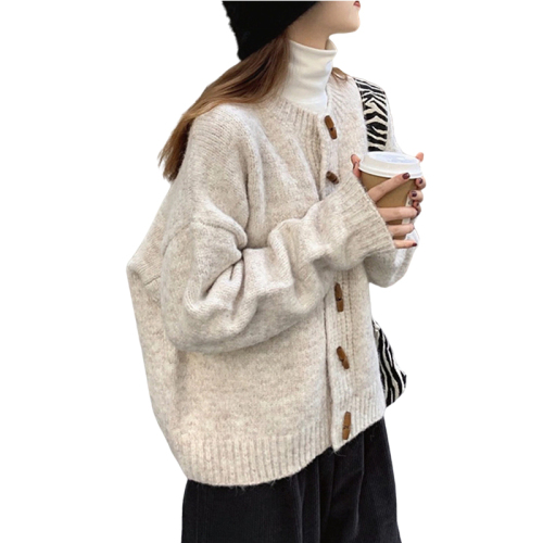 2024 New Autumn Winter Red Knit Cardigan Sweater Women's Chic Top Outerwear Autumn Spring Lazy Style