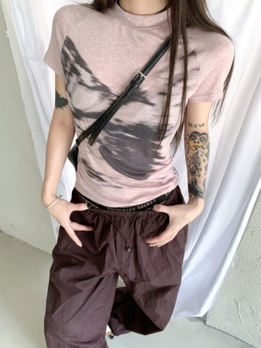 Actual shot ~ Ash Rose versatile slimming hot girl T-shirt summer thin sun protection overalls casual trousers