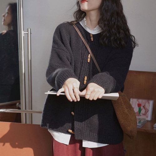 2024 New Autumn Winter Red Knit Cardigan Sweater Women's Chic Top Outerwear Autumn Spring Lazy Style