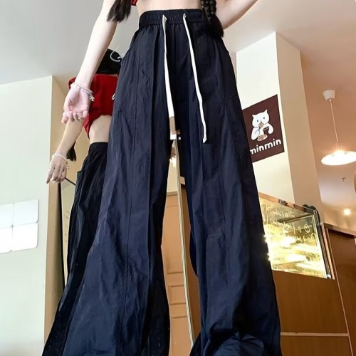 American style 2024 summer niche structure quick-drying casual pants for men and women loose street straight wide leg long pants trendy