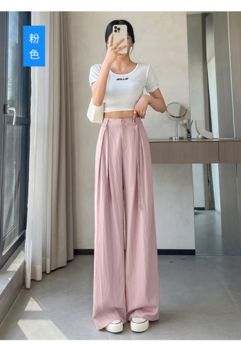 Pink women's 2024 new summer thin suit wide leg pants loose women's pants trousers temperament women's fashion trend