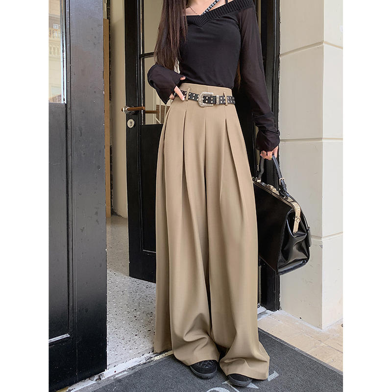 Actual shot! 2024 Loose Design Sensibility Suit Pants Women's Wide Leg Pants High Waist Drape Floor-Length Pants