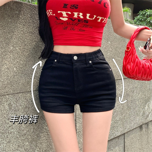 Real shot of plump pants, solid color black pants that can be worn outside, versatile hot girl hot pants with crotch-covering buttocks and shorts