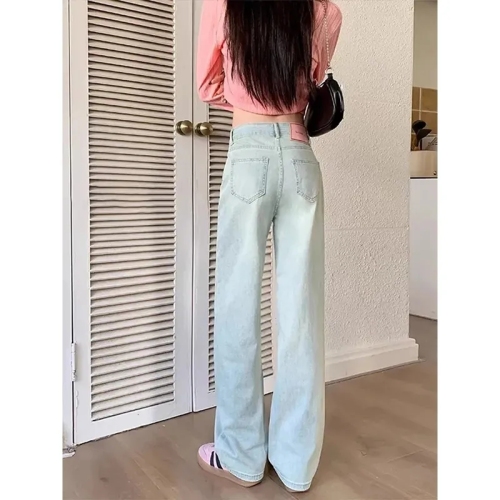 Women's Summer Thin Wide Leg Jeans 2024 New Arrival Petite Loose High-Waist Light Color Slim Straight Leg Pants