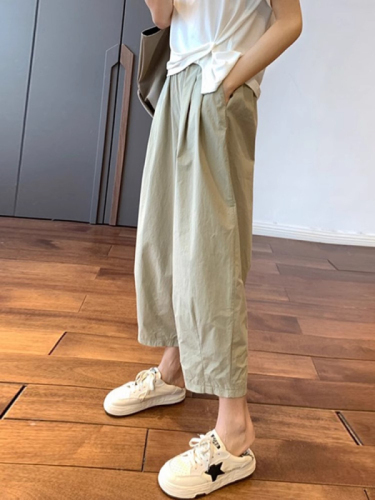 Nine-point carrot pants for women summer thin 2024 new style small loose casual harem pants wide leg pants