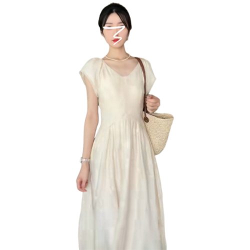 French temperament white dress for women 2024 new summer waist slimming long skirt is generous, decent and high-end