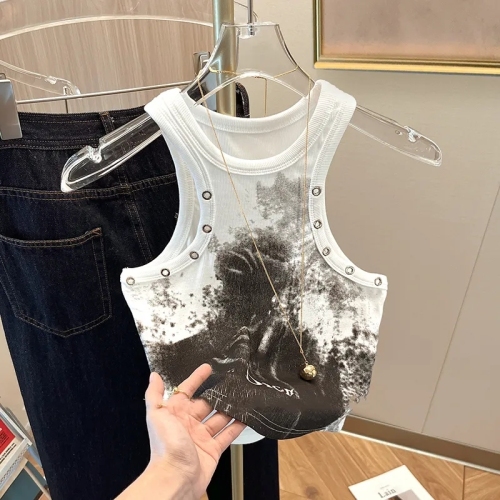 Dopamine printed sexy vest for women, cool and sexy street slimming short top