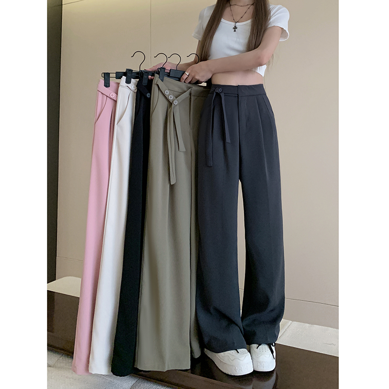 Live Shot! 2024 New Casual Pants Design Sensory Suit Pants for Women High-Waist Slimming Loose Trousers