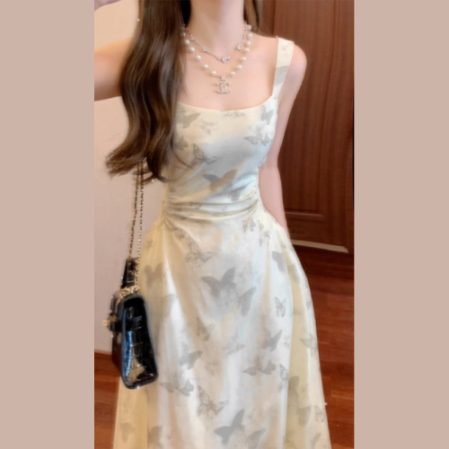 Korean temperament and style, various waist-cinching suspender dresses for children, summer 2024 new high-end French long skirts