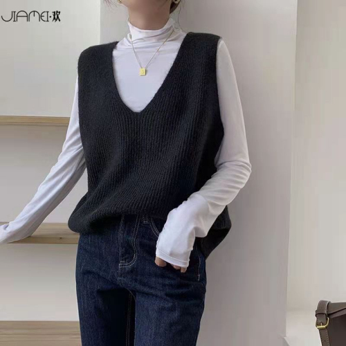 Knitted Cashmere Vest for Women - Spring 2024 New Arrival Loose Plus Size Outerwear V-Neck Sweater - Versatile Women's Top
