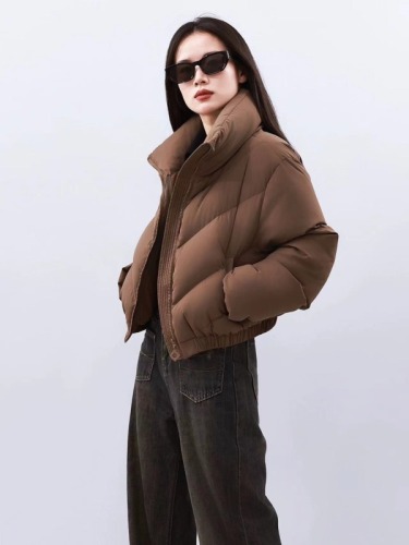 2024 Winter New American Kendall Style Down Jacket Women's Short Fashion Small Stand Collar Bakery Jacket