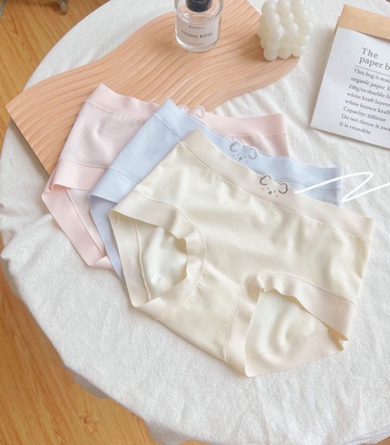 5A Antibacterial Cotton Crotch Girl Cute Briefs White Koala Bear Summer Breathable Sexy Hole Ice Silk Mid-waist