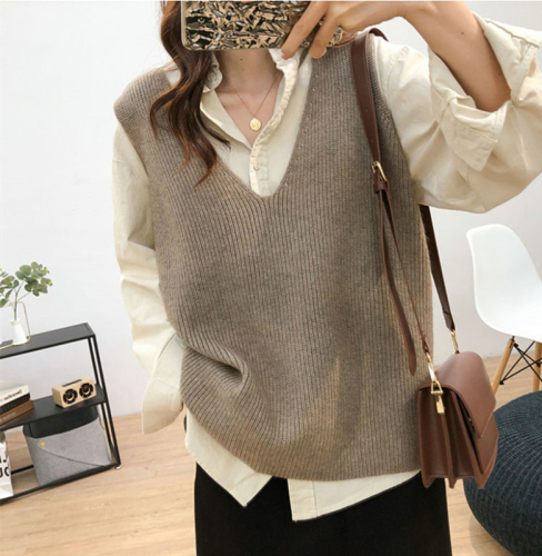 Knitted Cashmere Vest for Women - Spring 2024 New Arrival Loose Plus Size Outerwear V-Neck Sweater - Versatile Women's Top
