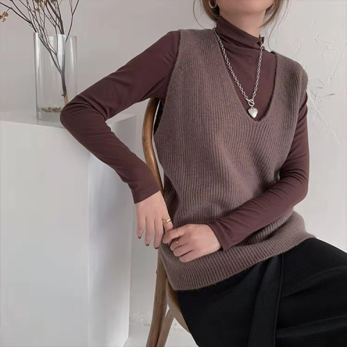 Knitted Cashmere Vest for Women - Spring 2024 New Arrival Loose Plus Size Outerwear V-Neck Sweater - Versatile Women's Top