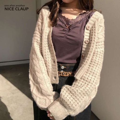 Xiaoxiangfeng colorful button temperament short knitted cardigan 2024 spring versatile girly v-neck slim coat