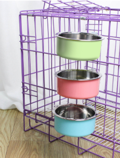 Pet bowl feeder cat bowl pet stainless steel dog bowl dog cage hanging fixed dog basin wholesale manufacturer 6