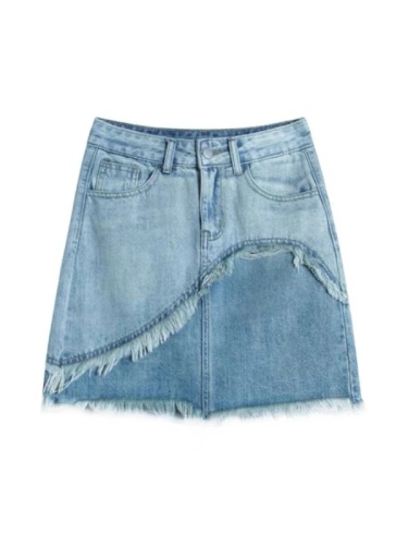 Official picture of high-waisted denim skirt for women, new summer style, versatile, slimming design, A-line hip-hugging short skirt