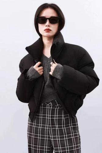 2024 Winter New American Kendall Style Down Jacket Women's Short Fashion Small Stand Collar Bakery Jacket